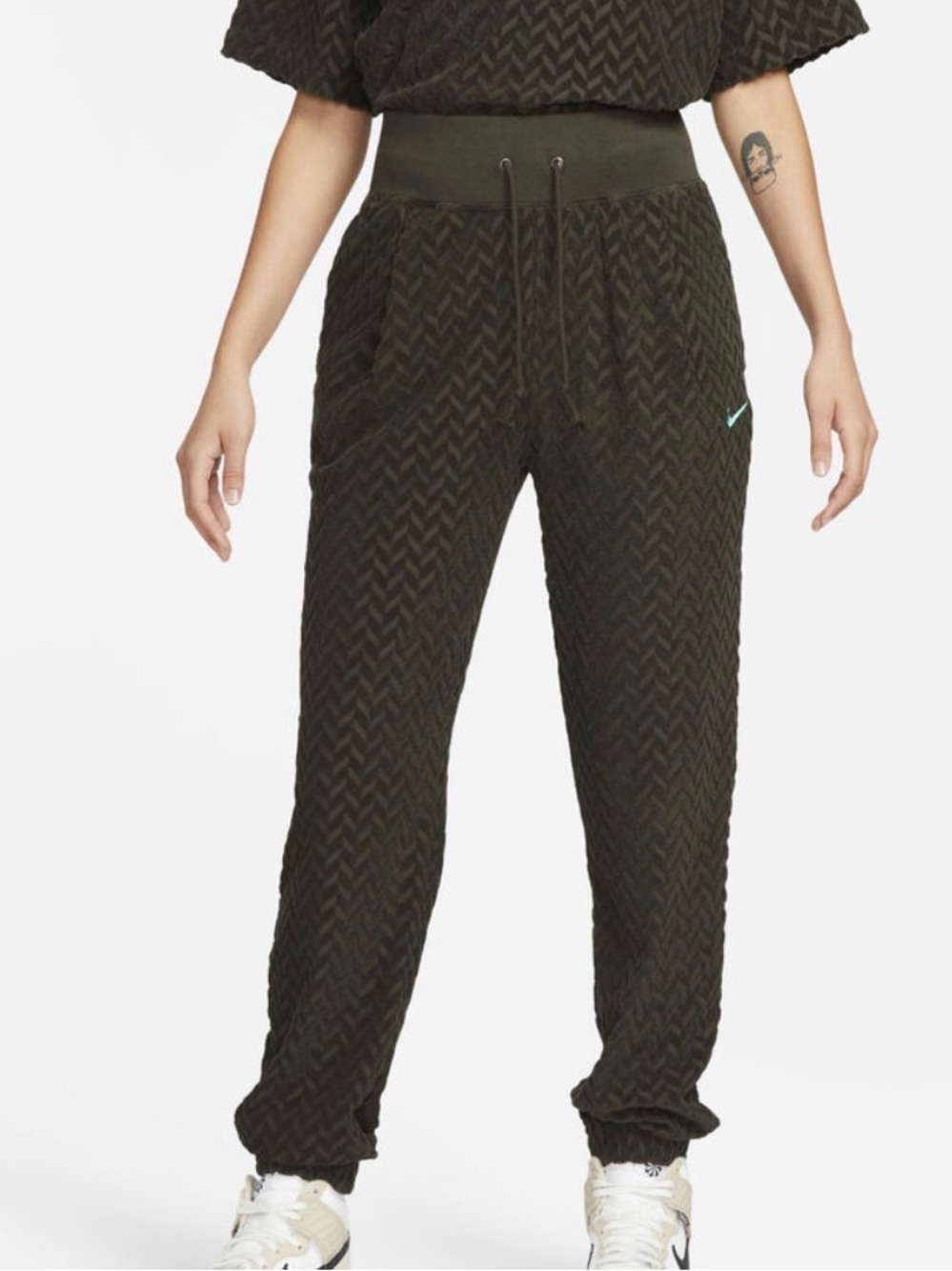 Nike Women's Dark Olive Chevron Jogger Pants